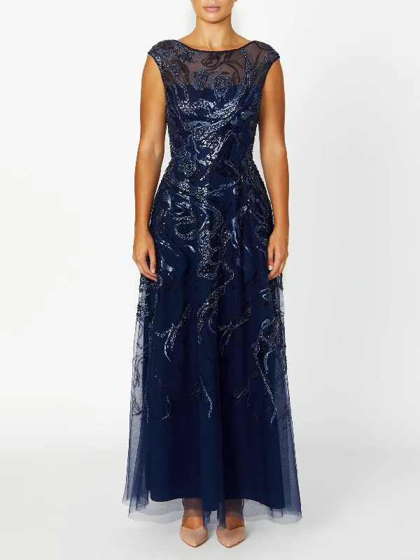 Women's Casual Outfit Catalina Navy Sequin Gown