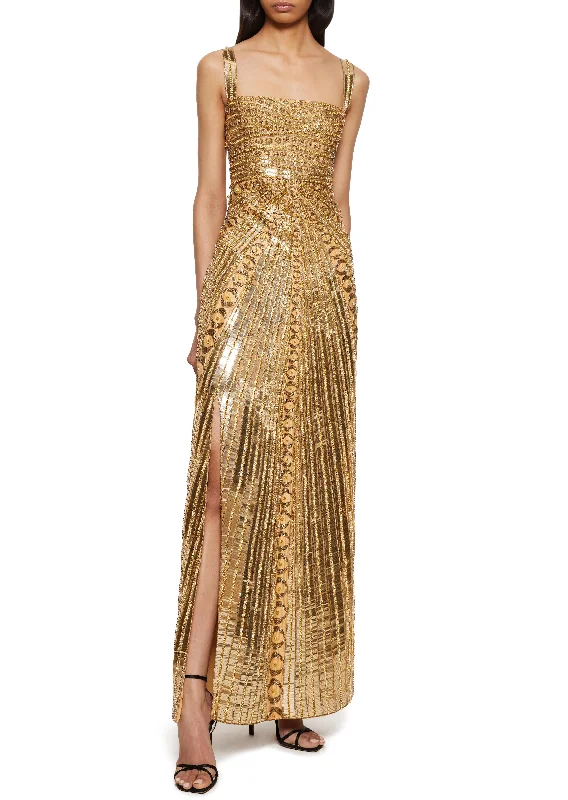 Women's Cozy Winter Attire Phoenix Gown - Gold