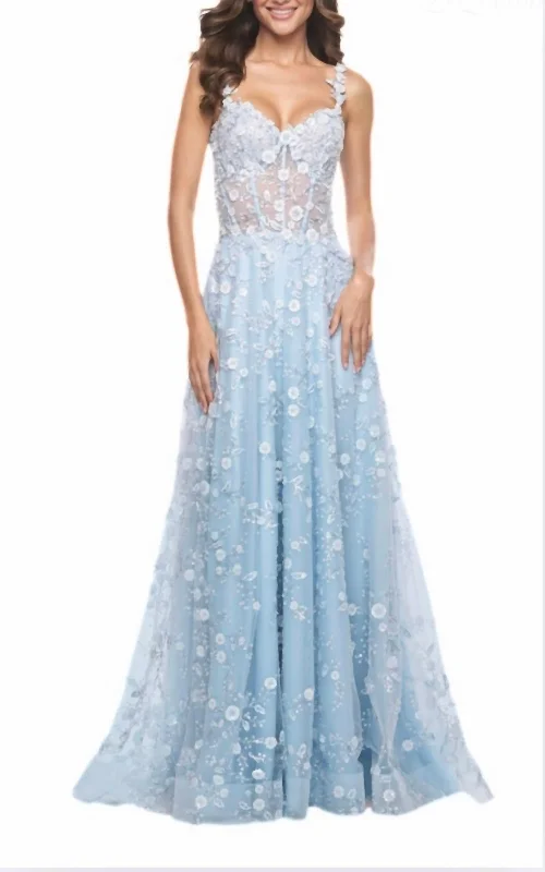 Women's Versatile Apparel Beaded Align Gown In Light Blue