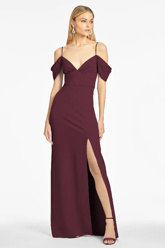 Fashionable Women's Outfit BRITTANY GOWN - DEEP WINE