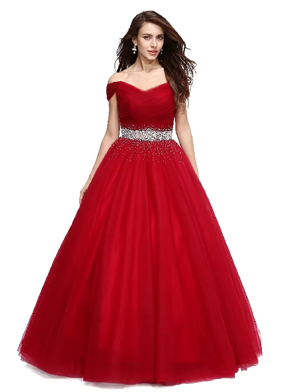 Fashion-forward Women's Clothing Ball Gown Elegant Dress Formal Evening Floor Length Sleeveless V Wire Tulle with Beading Sequin