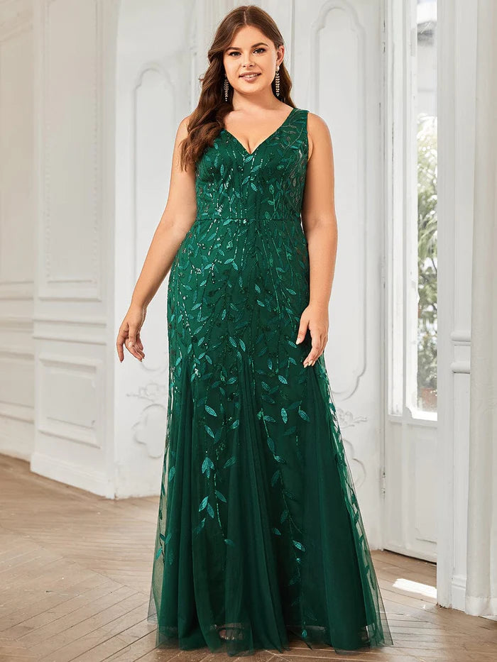 Comfortable Casual Women's Clothing Plus Size Maxi Sequin Formal Dresses & Gowns