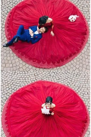 Women's High-Fashion Clothes Modest Quinceanera Dress Red Ball Gown Fashion Sexy Custom Made Evening Dress