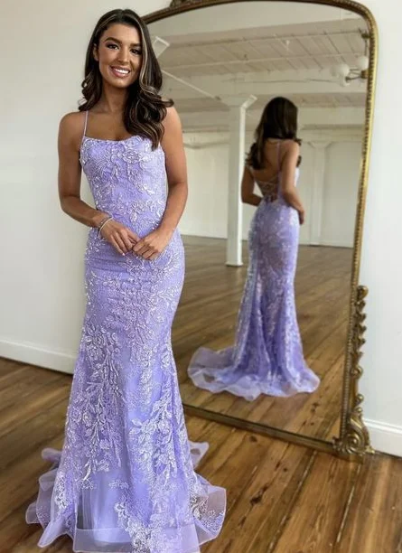 Women's Active Outfit For Fitness Lavender Applique Prom Dresses 2023 Luxury Gowns Mermaid Formal Occasion Dresses Elegant Party Dresses       S3543