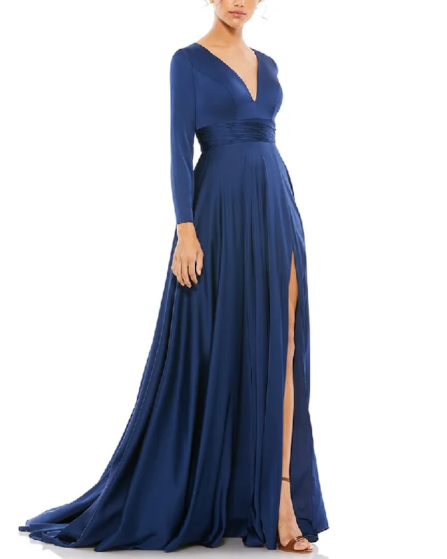 Stylish Women's Outerwear Apparel Mac Duggal Ruched Waist A-Line Gown