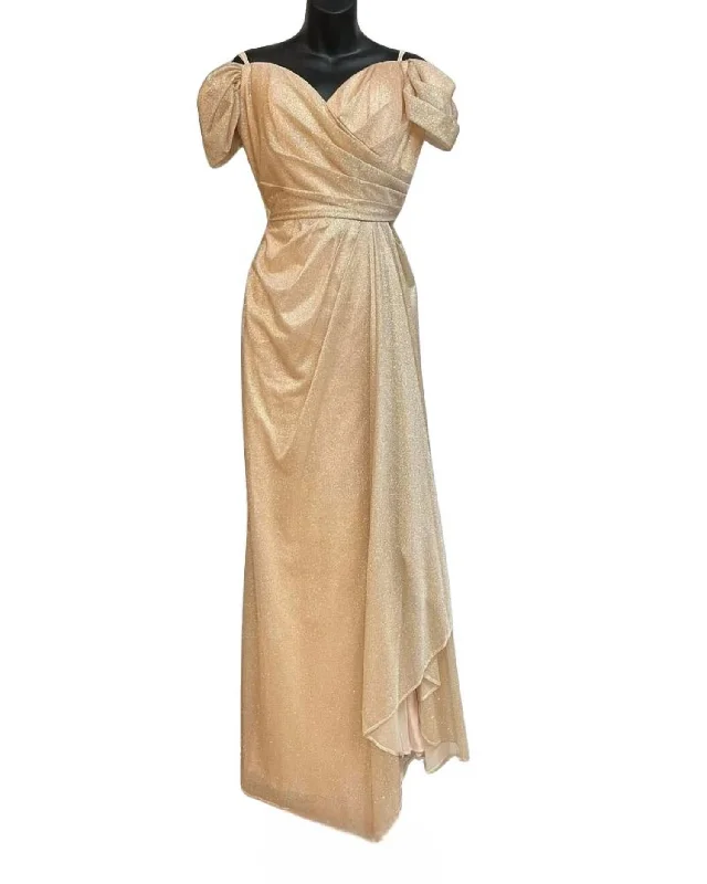 Charming Women's Garments Glitter Off Shoulder Gown In Champagne