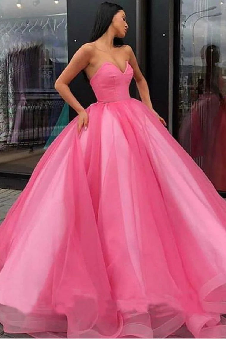 Women's Relaxed Clothes Ball Gown Sweetheart Prom Dress, Princess Floor Length Tulle Quinceanera Dresses