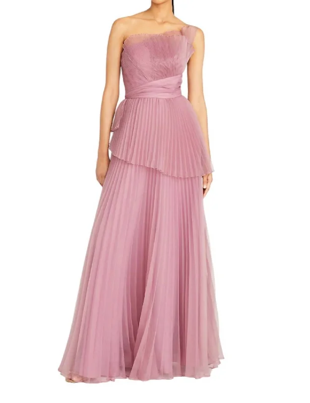 Women's Comfortable Lounge Garments Delphine Pleated Organza Gown In Dusk