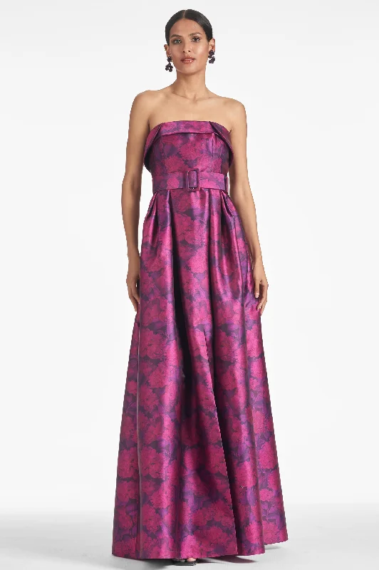 Women's Work Outfit For The Office BRIELLE GOWN - MAGENTA BLOOM