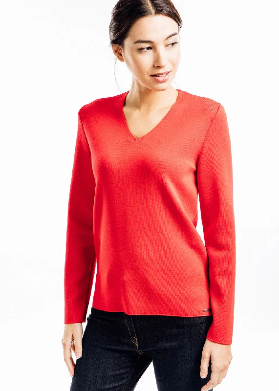 Casual Clothing For Women BREHAT - V-Neck Sweater for Women | Soft Wool (RED)