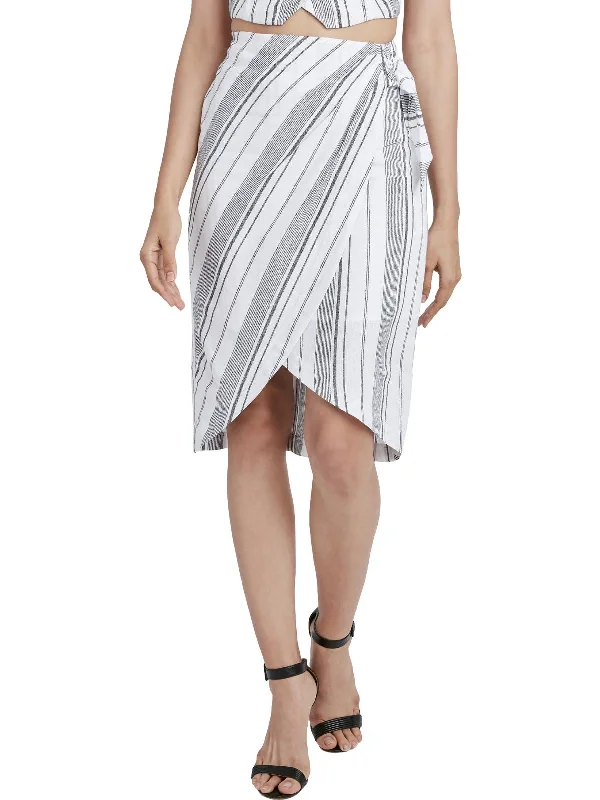 Cheap Women's Clothing Online Womens Linen Blend Striped Midi Skirt