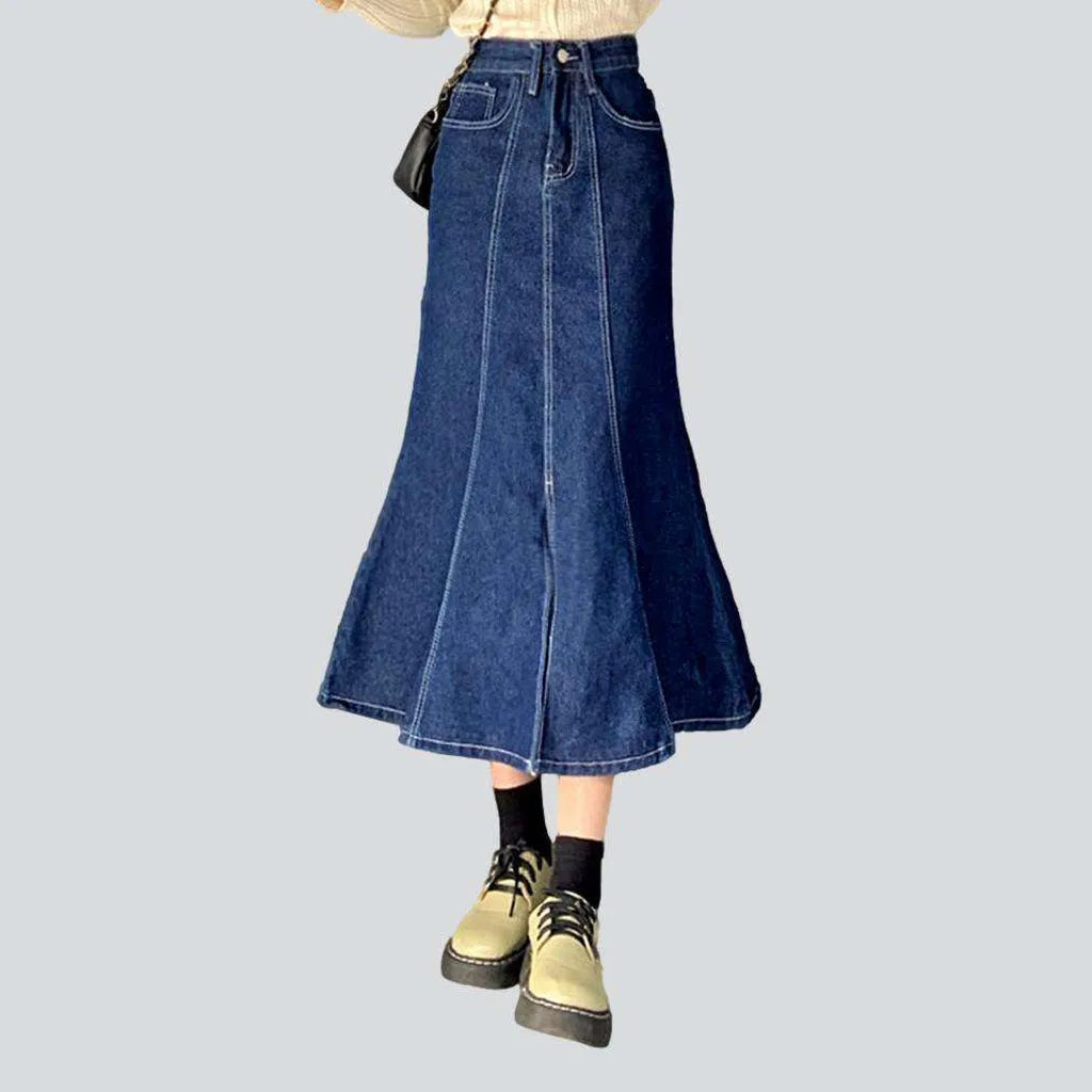 Women's Casual Clothing For Lounging Contrast stitching peplum denim skirt