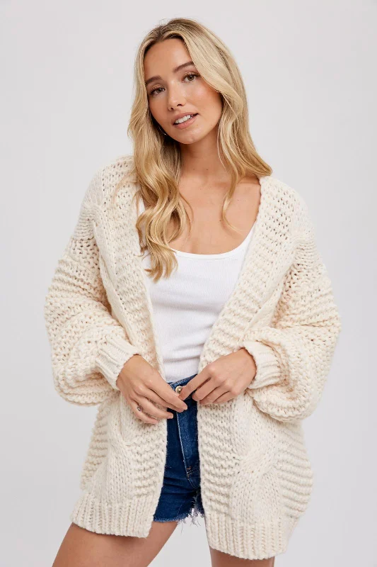 Women's Occasion Wear Apparel Cream Chunky Knit Cardigan