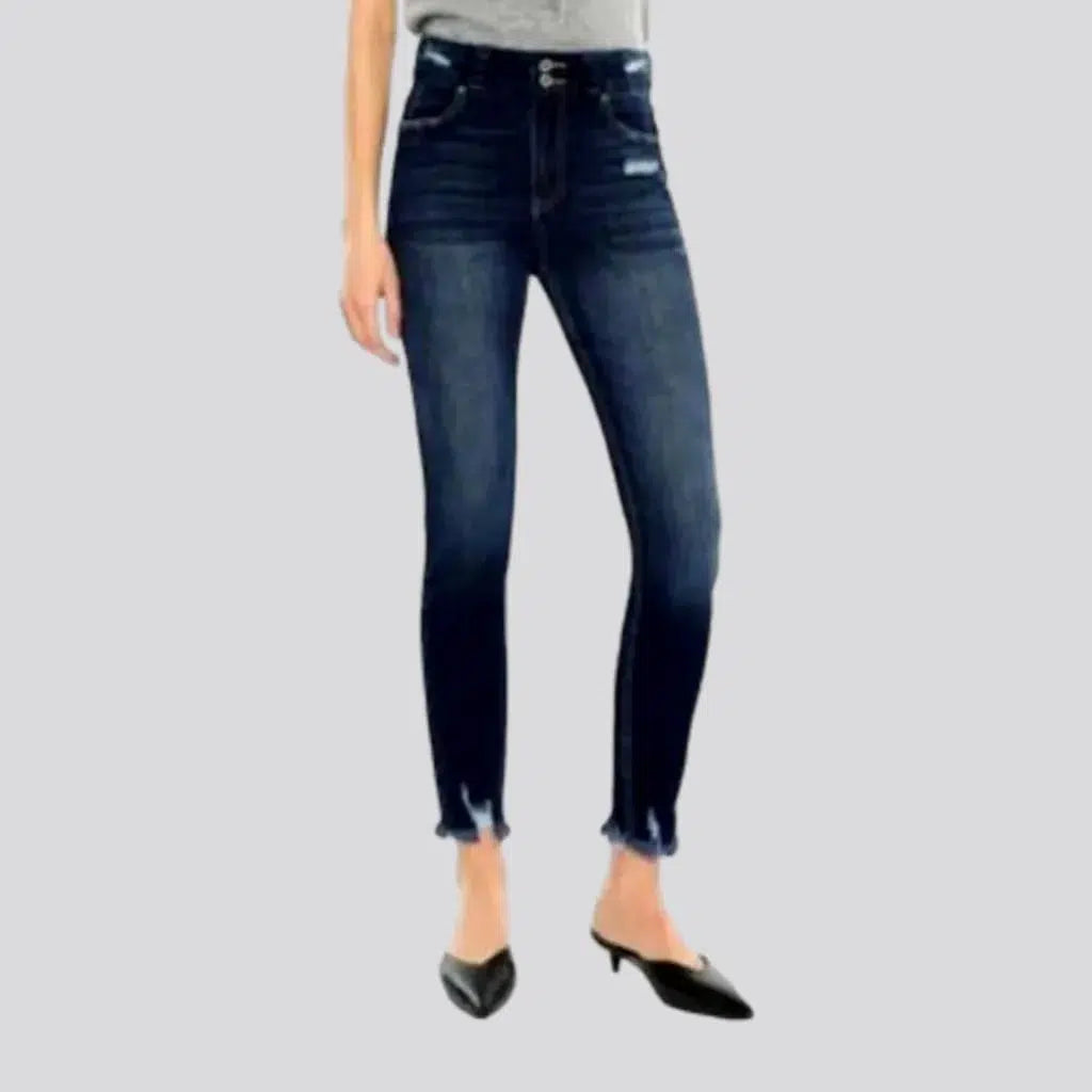 Relaxed Fit Women's Fashion Dark-wash casual jeans
 for women