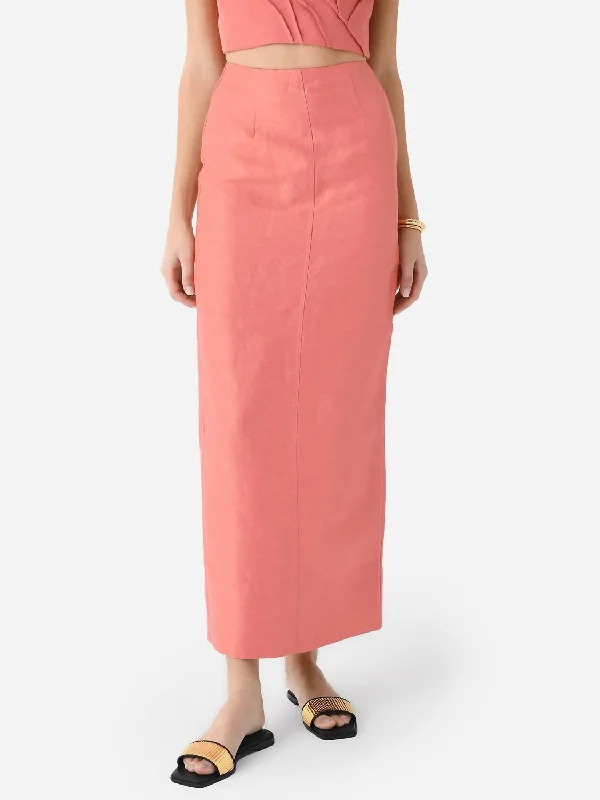 Women's Casual Wear Clothes Mary Column Midi Skirt In Guava Pink