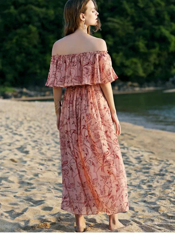 Women's Casual Wear Outfit TastyHottie - Stunning Off The Shoulder Floral Beach Maxi Dress