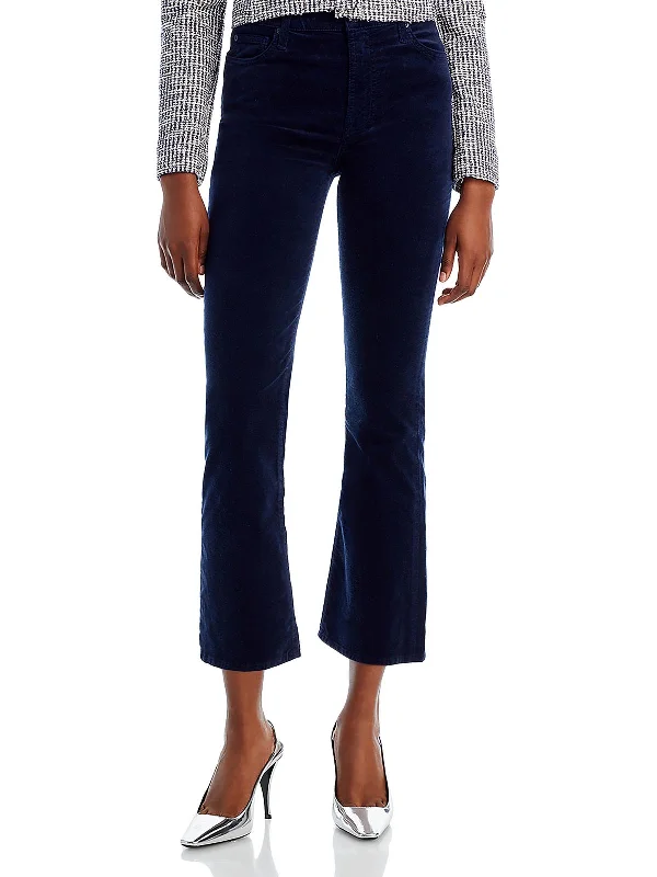 Elegant Women's Evening Garments Womens High Rise Velvet Cropped Jeans