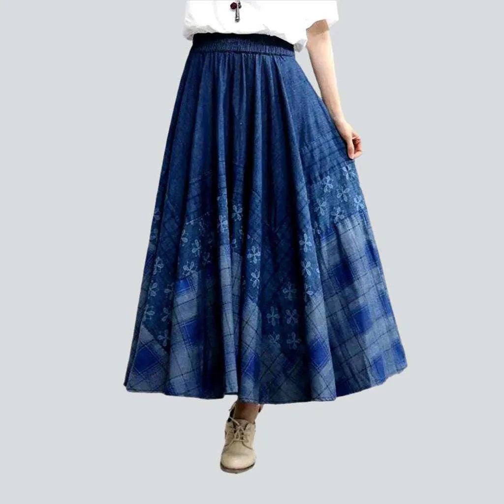 Best Clearance Sales Right Now Bohemian flared denim skirt