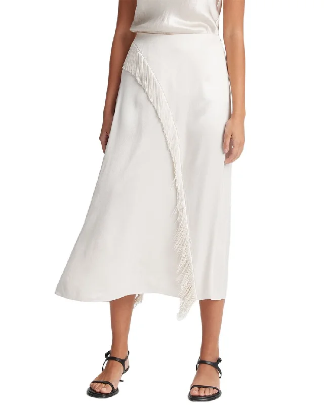 Workwear Fashion for Women Vince Fringe Draped Asymmetric Skirt