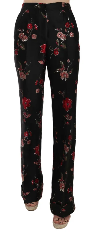 Women Online Clothing Boutiques Dolce & Gabbana Elegant Floral Print Boot Cut Women's Trousers