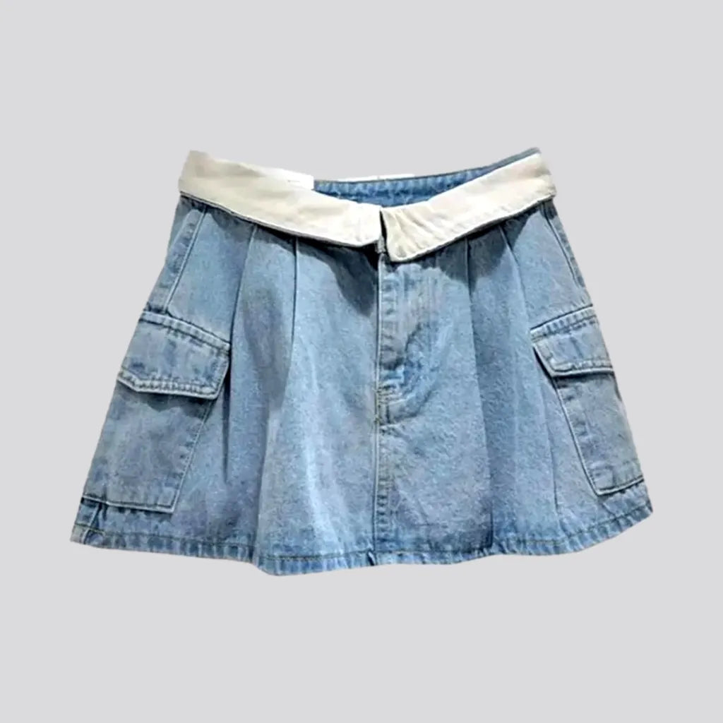 Comfortable Women's Outfits Mid-waist denim skort
 for ladies