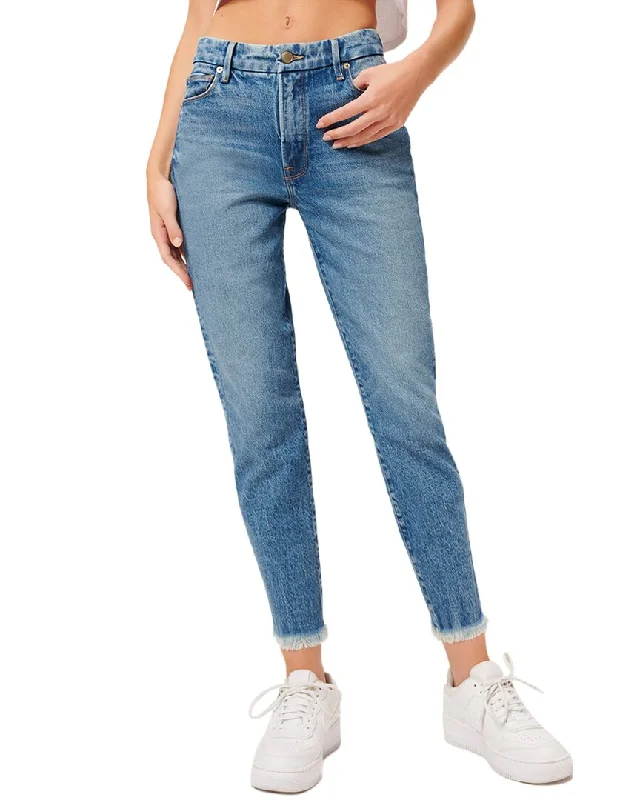 Women's Effortless Casual Outfit GOOD AMERICAN Blue 942 Girlfriend Jean