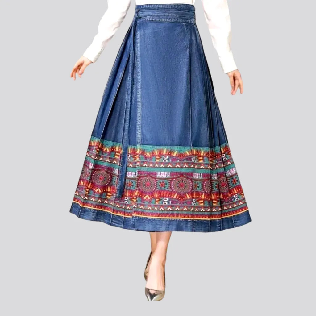 Fashionable Women's Casual Apparel Long high-waist jean skirt for women