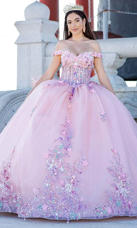 Women's Clothing Sale Online Cinderella Couture 8125J - Floral Embellished Off-Shoulder Ballgown