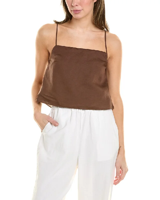 Comfortable Outfit For Women Onia Air Linen-Blend Square Neck Tank