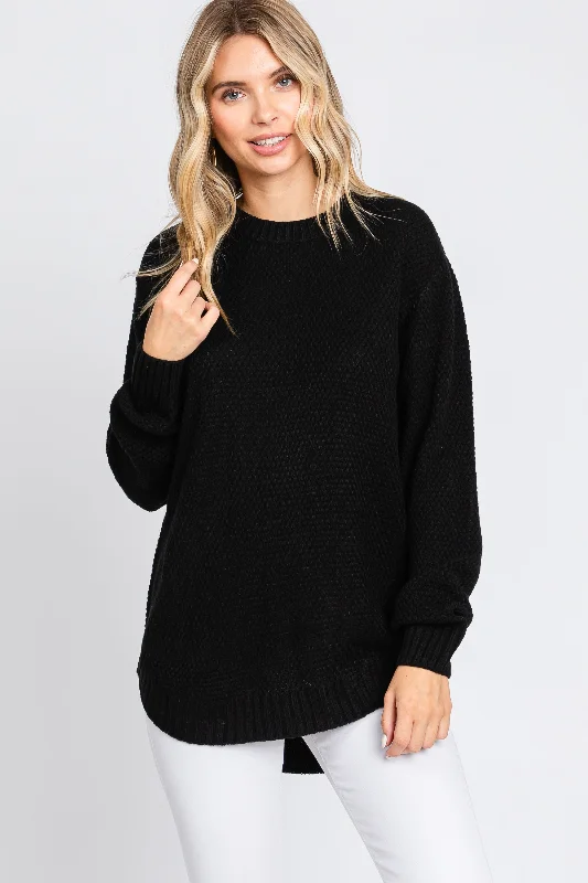 Women's Charming Outfit For Events Black Knit Pullover Sweater