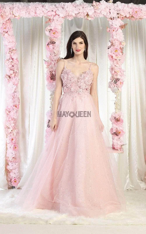 Women's Elegant Clothes May Queen RQ8024 - Floral Appliqued Gown