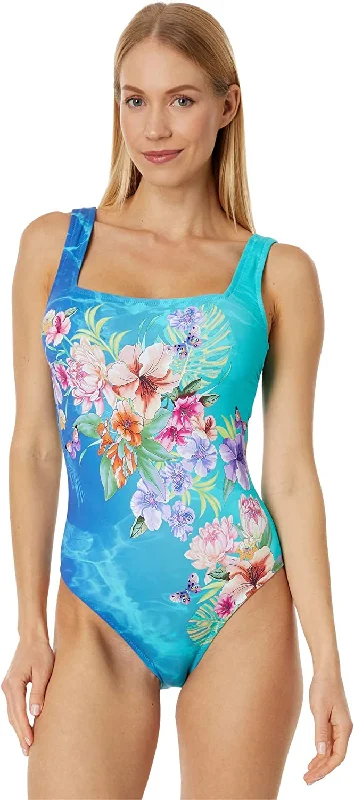 Women's Clothing For Casual Outings Johnny Was Women's Square Neck One-Piece Swimsuit