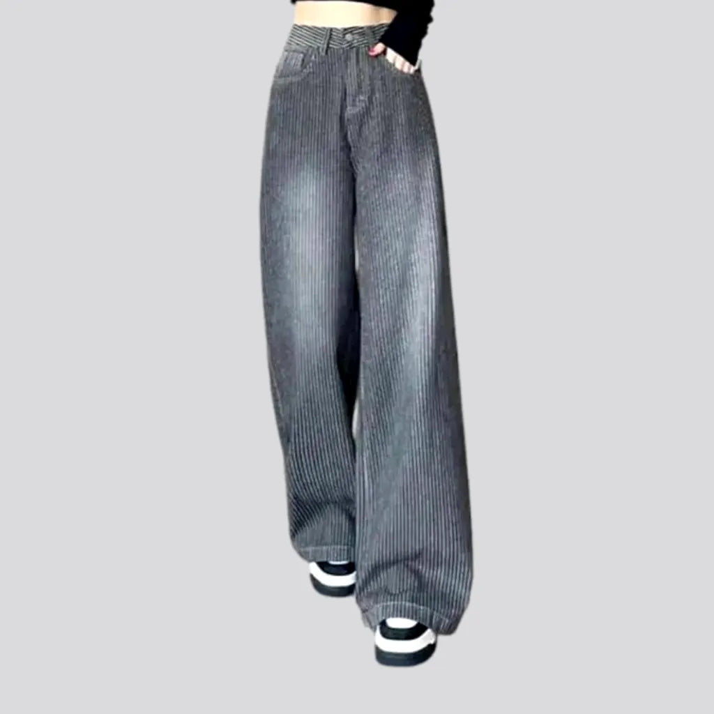 Fashionable Women's Outfit Lined fashion baggy women's jeans