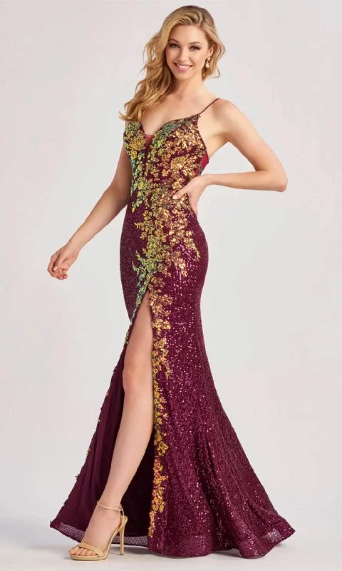 Boutique Dress Online Colette By Daphne CL8425 - Floral Contrast Sequin Gown