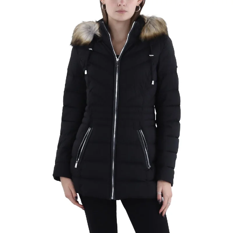 Women's Evening Clothes Womens Faux Fur Trim Hooded Puffer Jacket