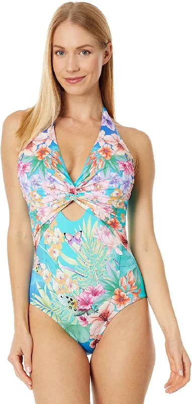 Fashionable Women's Clothing Johnny Was Women's Tie-Dye Twist Keyhole One-Piece Multi Swimsuit