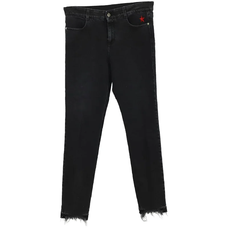 Women's Chic Outfit Stella McCartney Raw Hem Jeans in Black Cotton Denim