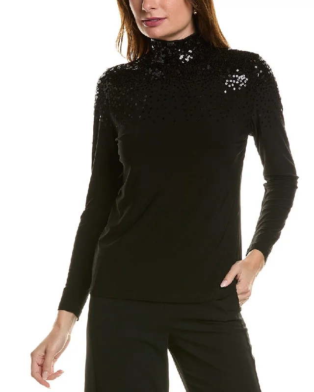 Stylish Women's Garments Anne Klein Sequin Cascade Turtleneck