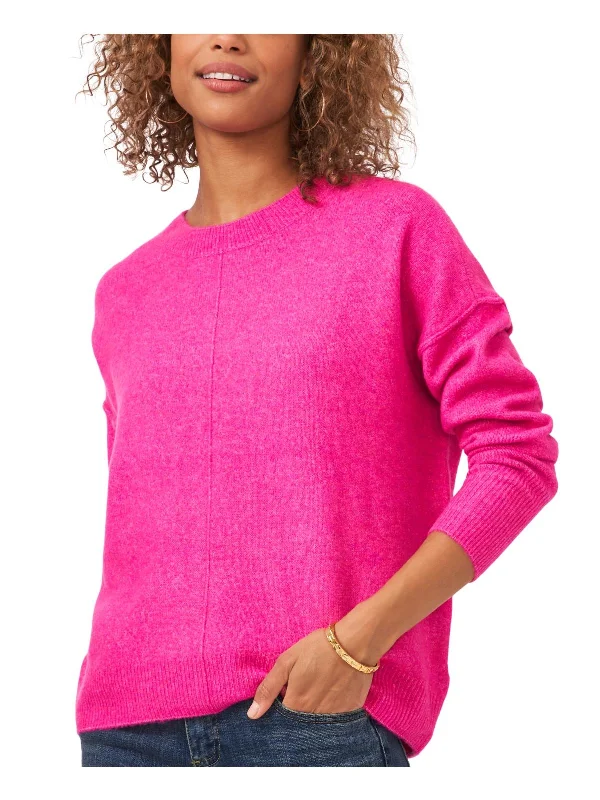 Stylish Women's Outfit Plus Womens Ribbed Trim Knit Crewneck Sweater