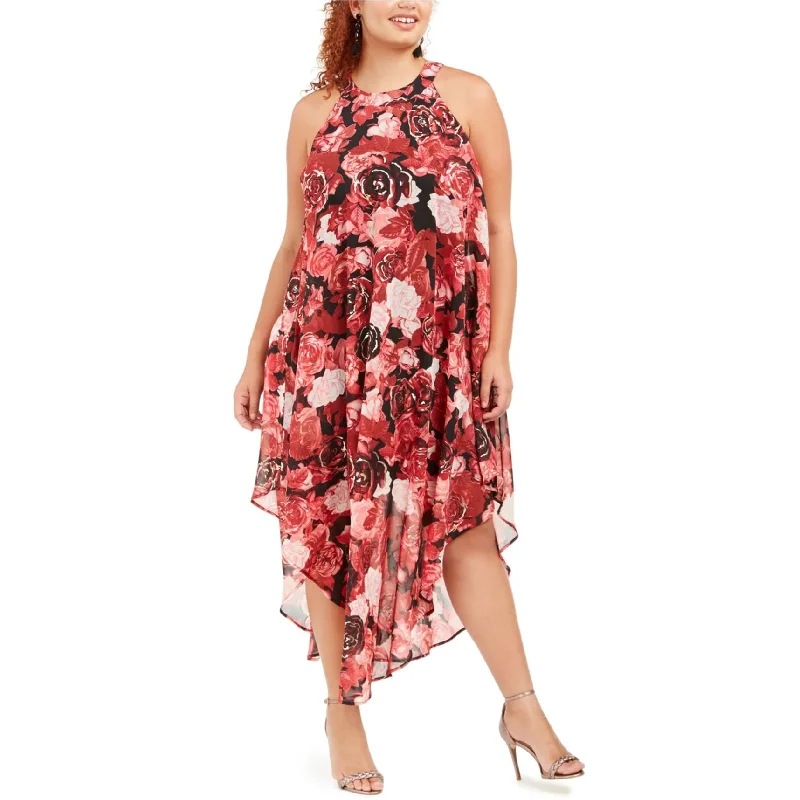 Clearance Sale Online Love Squared Womens Floral Midi Dress, Red, 3X