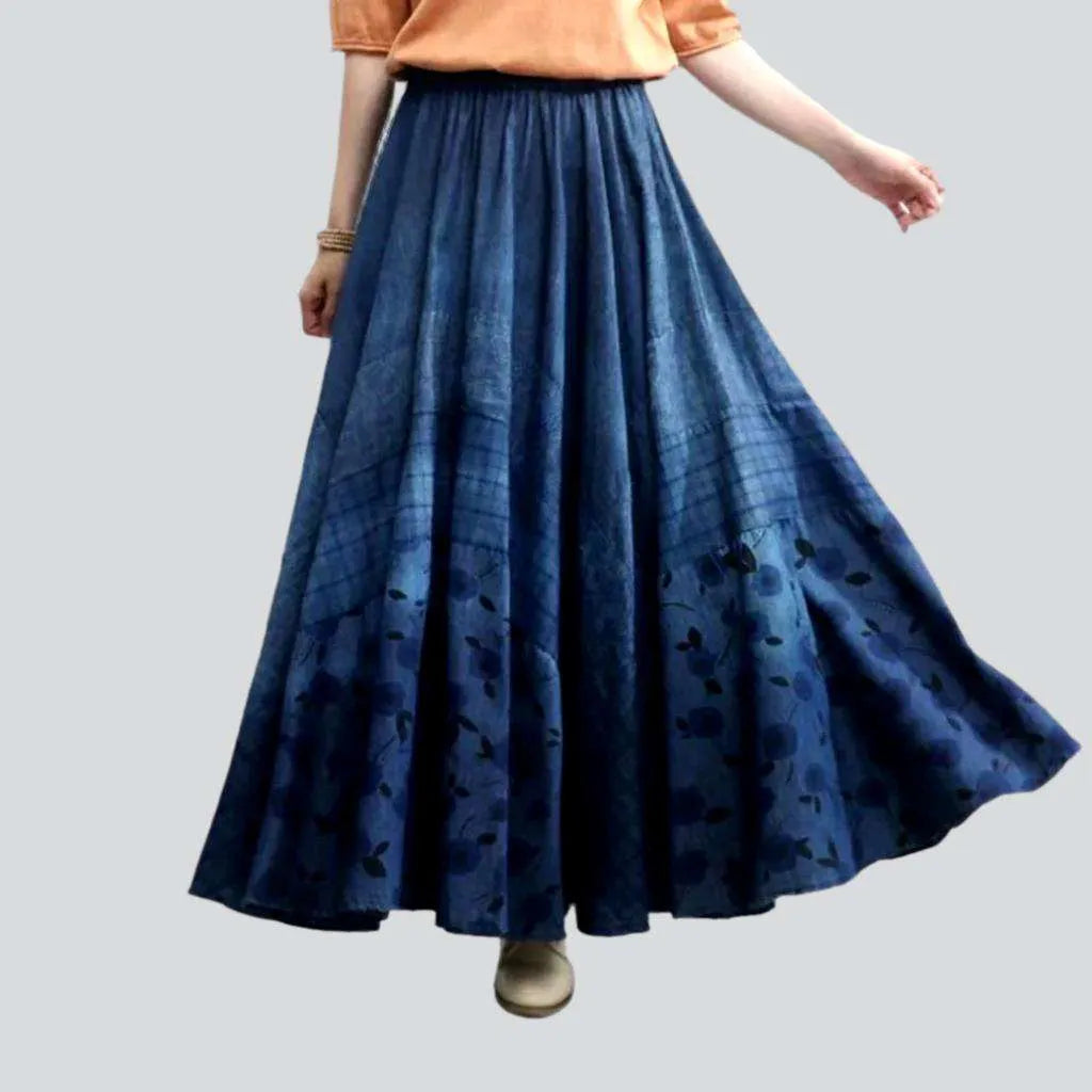 Women's Clothing Boutique Long dark wash jeans skirt
 for women