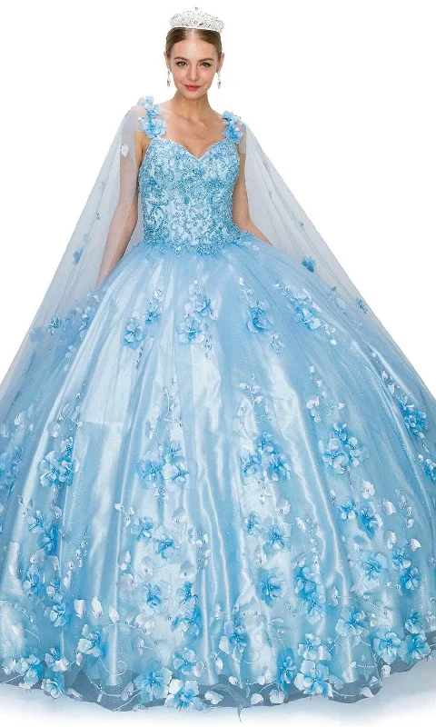 Clothes Women Cinderella Couture 8030J - Floral Detachable Cape Ballgown