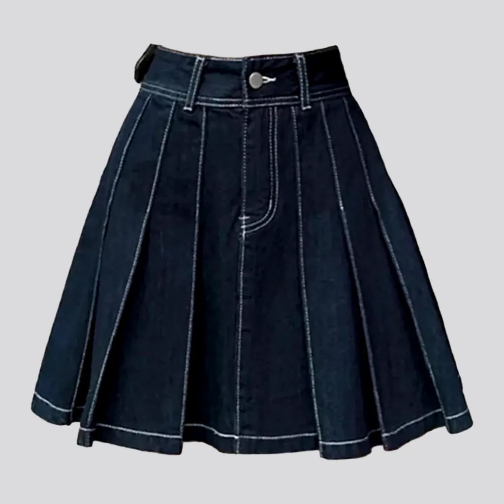 Women's Everyday Apparel Flare pleated jeans skirt