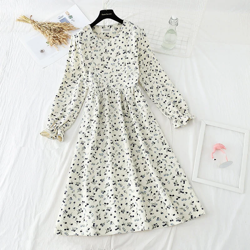 Women's Comfortable Clothes For Weekends With coat and floral dress  4787