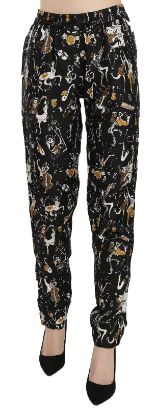 Big Sale Event Dolce & Gabbana Elegant High Waist Tape Silk Women's Pants