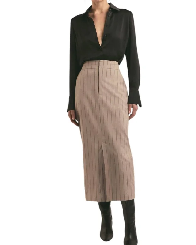 Affordable Women's Clothing Meyer Skirt In Natural Pinstripe