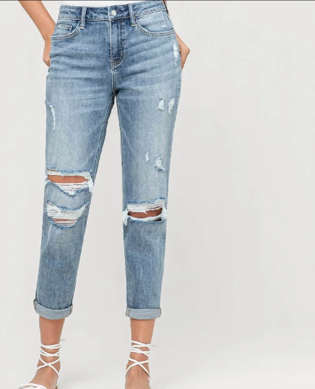 Charming Women's Clothes For Special Events Distressed Boyfriend Jeans In Dreamland