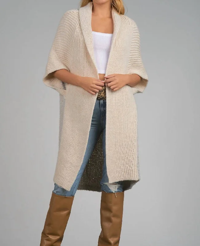 Trendy Outfits For Ladies Madrid Wool Knit Long Cardigan In Ivory/heather Grey