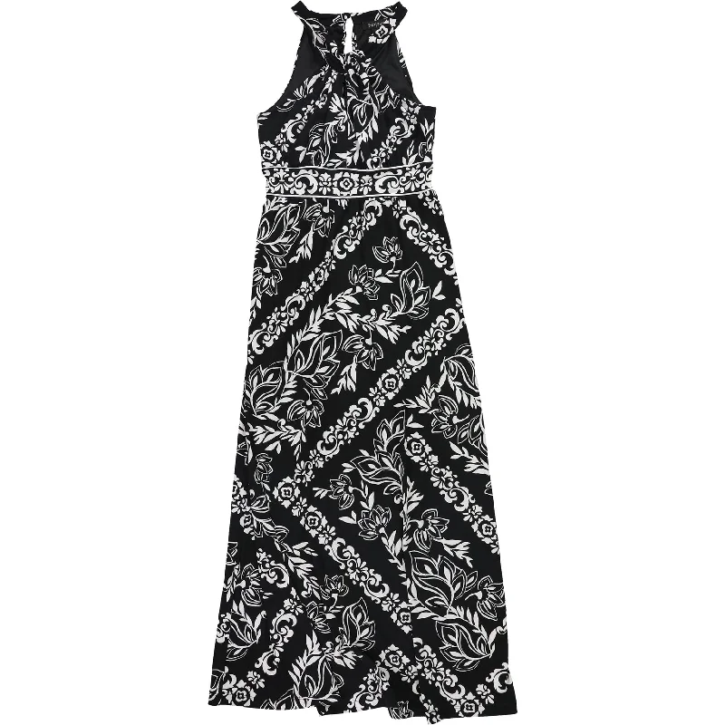 Flash Sales Today White House Black Market Womens Floral Twist Neck Maxi Dress, Black, X-Small