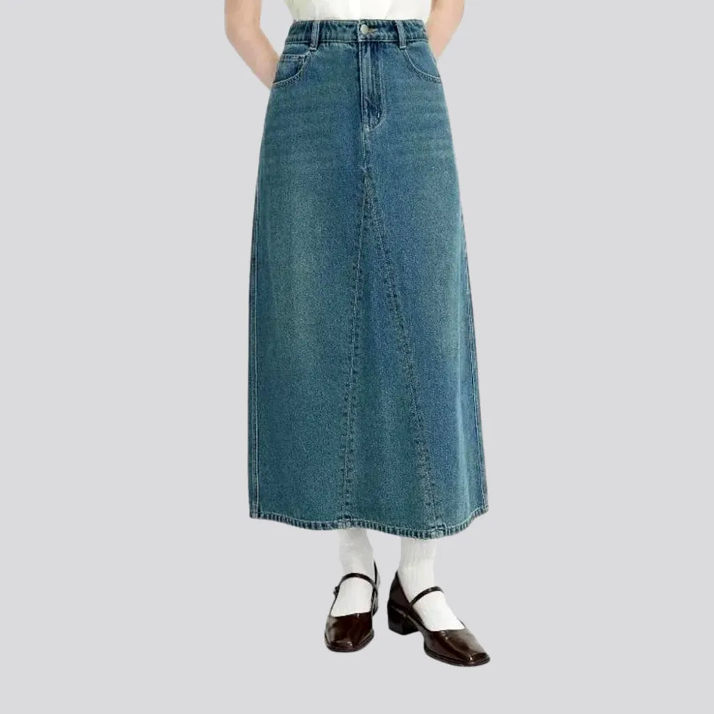 Women's Clothes Online Shopping Classic high-rise whiskered denim skirt